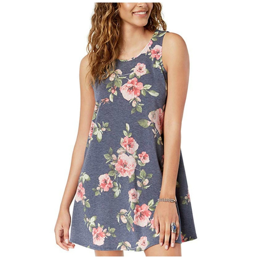 BCX Juniors Dress Tie Back A Line Floral Pattern - Picture 1 of 4